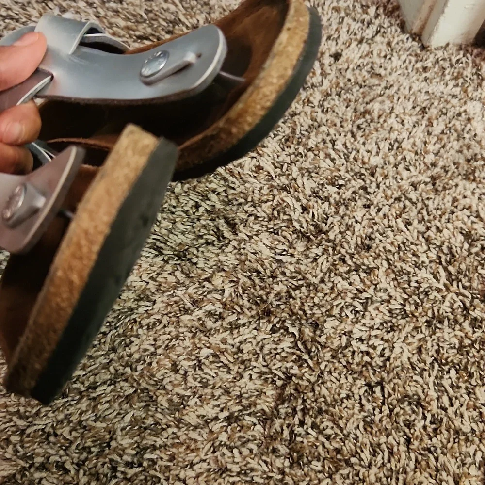 Birkenstock Papillio silver platform sandals 32
